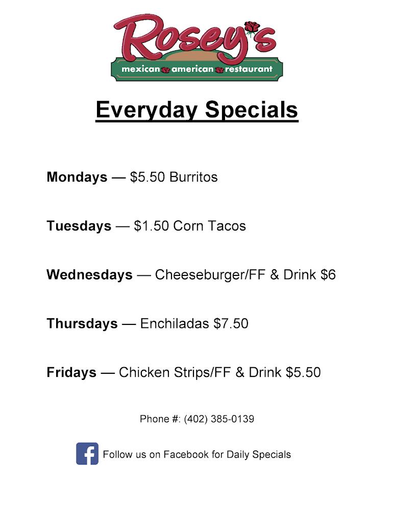 Rosey's Mexican Restaurant Menu image 1